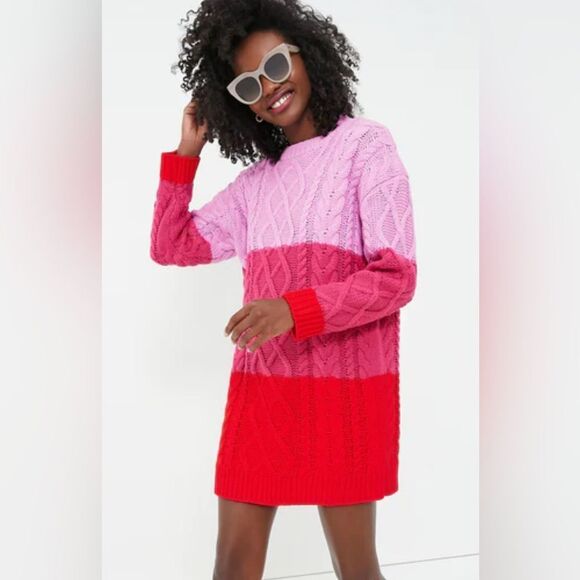 Tuckernuck HYACINTH HOUSE Pink & Red Color Block Scarlett Sweater Dress Sz M - Picture 2 of 9